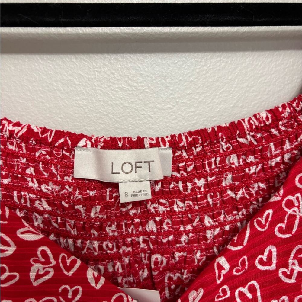 NEW LOFT Heart Cinched Sweetheart Neck Blouse - Size 8 - Picture 6 of 9